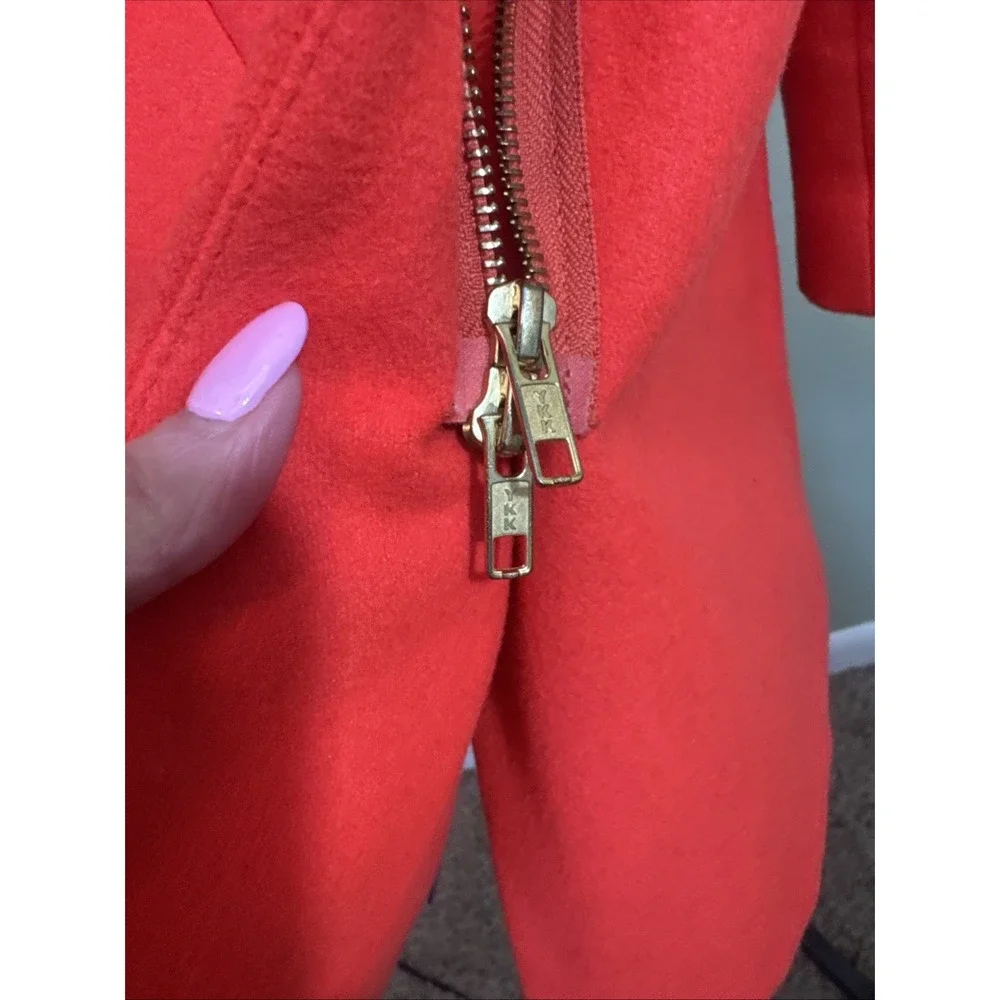 J.CREW‎ Peacoat "City Coat" Cocoon Stadium Jacket Zip Orange Womens Size 6 - Picture 4 of 10